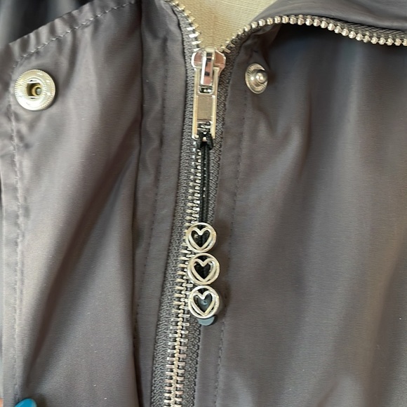 BETSY JOHNSON hooded option cinched waist trench rain coat zipped snap front SM - Picture 7 of 16